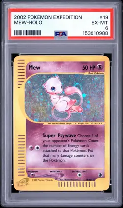 2002 Pokemon Expedition Mew Holo #19/165 PSA 6 | Tail Swirl 💫 VERY CLEAN - Image 1