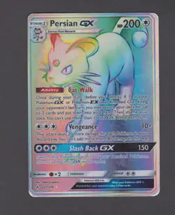 PERSIAN GX POKEMON 227/214 2019 UNBROKEN BONDS RAINBOW HOLO - Image 1
