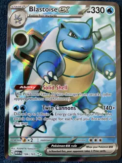 Pokemon TCG Blastoise ex 184/165 SV 151 Full Art Holo English Ultra Rare - Image 1
