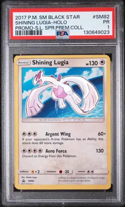 2017 POKEMON SM BLACK STAR PROMO #SM82 SHINING LUGIA-HOLO PSA 1 - Image 1