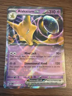 Alakazam Ex 65/165 Scarlet & Violet 151 Cosmic Holo Rare Pokemon TCG NM+ MINT - Image 1