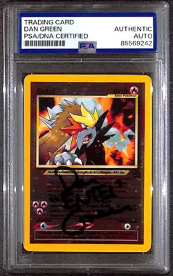PSA Signed Dan Green Pokemon TCG Entei Wizards Black Star Promos 34 Holo Promo - Image 1