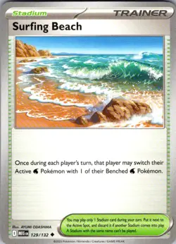 Surfing Beach Mega Evolution 129/132 Uncommon Pokemon Near Mint - Image 1