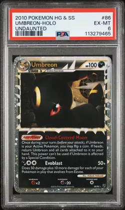 2010 Pokemon Heartgold & Soulsilver Undaunted Umbreon Holo #86 PSA 6 - Image 1