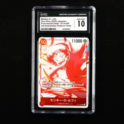 CGC 10 GEM MINT 2025 One Piece 3rd Anni JPN Monkey D. Luffy ST10-006 SR - Image 1