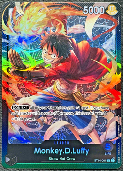 CARD ONE PIECE TCG - Monkey D Luffy ST14 001 Leader Alt art NEAR MINT English - Image 1