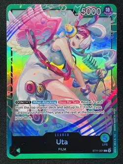 CARD ONE PIECE TCG - Green Uta Leader Alternate Art ST11 NEAR MINT English - Image 1