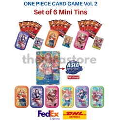 One Piece Card Game Mini-tin Pack Set Vol.2 Asian Limited - Set of 6 Mini Tins - Image 1