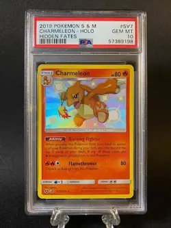 Pokemon TCG Charmeleon Hidden Fates SV7/SV94 Shiny Holo Rare - Gem Mint PSA 10 - Image 2