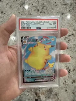 2021 POKEMON CELEBRATIONS #009 SURFING PIKACHU VMAX PSA 8 - Image 1