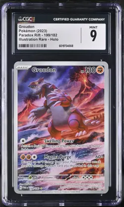 CGC 9 MINT GROUDON Illustration Rare Pokemon Paradox Rift 199/182 - Image 1