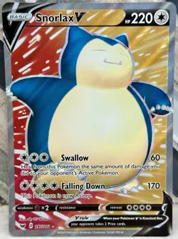 Pokemon TCG Snorlax V Full Art 197/202 SWSH01 Sword & Shield Base Set NM/M - Image 1