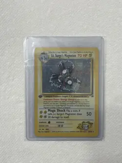 1st Edition HOLO Lt. Surge’s Magneton w/ SWIRL, Pokemon Gym Heroes, MT, 8/132 - Image 1