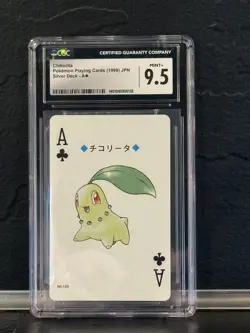 1999 Pokemon Japanese Chikorita Ace of Clubs Silver Poker Card #152 CGC 9.5 - Image 1