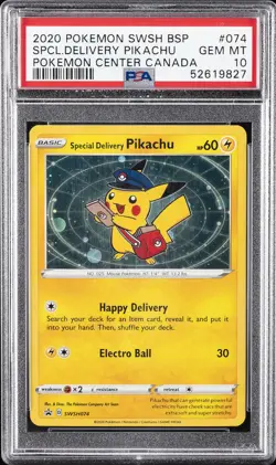 2020 POKEMON SWSH BLACK STAR PROMO #074 SPECIAL DELIVERY PIKACHU-HOLO PSA 10 - Image 1