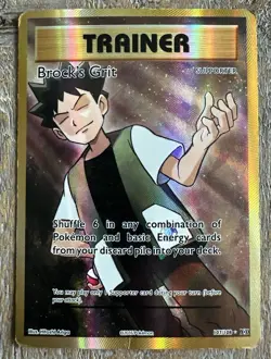 2016 Pokemon XY Evolutions Brock’s Grit Full Art 107/108 Heavily Played HP - Image 1