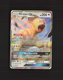 Persian GX 149/214 Unbroken Bonds Ultra Rare Holo Pokemon Card DMG - Image 1