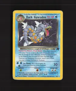 Dark Gyarados 8/82 WOTC Team Rocket Holo Rare PRERELEASE Pokemon Card DMG - Image 1