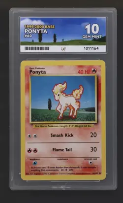 Pokemon English 1999 2000 Base Set Ponyta 60 Ace Gem Mint 10 Card! - Image 1