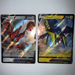 Pokemon Scizor V & Vikavolt V Darkness Ablaze Sword Shield Rare Card Lot Mint! - Image 1
