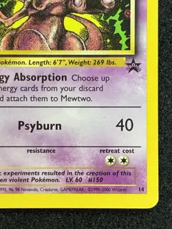 🔮 1999 Pokemon Wizards Black Star Promos Mewtwo #14 WOTC Vintage Pokemon - Image 4