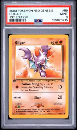 2000 Pokemon Neo Genesis #59 Gligar 1st Edition PSA 9 - Image 1