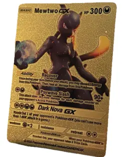 Pokemon Mewtwo GX Promo Gold Metal Holo Card HP300 English 2020 - Image 1