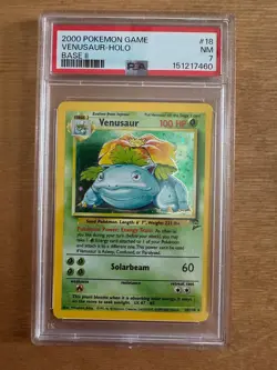 2000 Pokemon Base Set 2 Venusaur 18/130 Holo Rare PSA 7 - Image 1