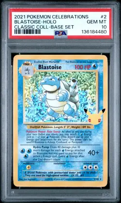 Pokemon Blastoise 2/102 Celebrations Classic Collection Holo PSA 10 - Image 1