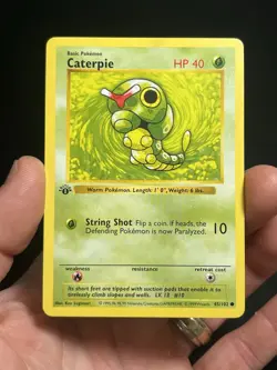 Pokemon TCG Caterpie 045/102 Base Set (Shadowless) 1st Edition LP/NM - Image 1