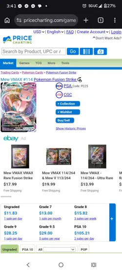 Mew VMAX 114/264 Pokemon Swsh08: Fusion Strike Holo Ultra Rare NM M - Image 3