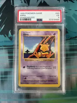 1999 Pokemon Base Set Shadowless Abra PSA 5 - Image 1
