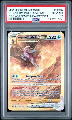 POKEMON SWORD & SHIELD CROWN ZENITH FULL ART/ORIGIN FORME PALKIA VSTAR PSA 10 - Image 1