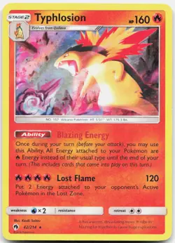 Pokemon TCG Typhlosion SM - Lost Thunder Holo Rare 42/214 Holo - Image 1