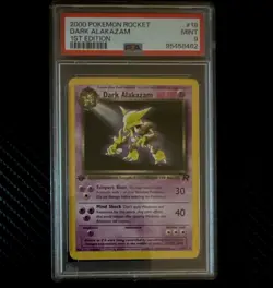 Pokemon TCG Team Rocket Dark Alakazam Holo Rare 18/82 1st Ed English PSA 9 - Image 1