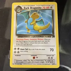 Pokemon TCG Dark Dragonite Team Rocket 22/82 Unlimited 2000 Rare MP Condition - Image 1