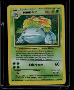 Pokemon TCG Venusaur 15/102 Base Set Holo Rare HP/DMG B - Image 1