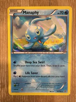 Manaphy 56/160 2015 XY Primal Clash Pokemon Card Nintendo Holo Rare - DMG - Image 1