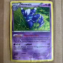 Meowstic XY48 - 2015 XY Black Star Promo Holo Pokemon Card - VERY DAMAGED - Image 1