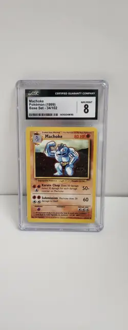 CGC 8 1999 Pokemon Base Set Shadowless Machoke 34/102 Trading Card TCG - Image 1