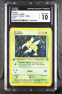 Scyther Jungle 1st Edition Holo Rare #10 Pokemon Card CGC 10 Gem Mint 💎 - Image 1