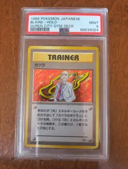 1999 Pokemon Japanese Blaine Holo Guren City PSA 9 Graded Card - Image 3