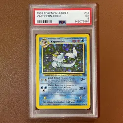 Vaporeon Holo #12 1999 Pokemon Jungle Set PSA 5 EX WOTC Vintage Eeveelution - Image 1