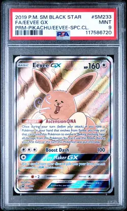 2019 POKEMON SM BLACK STAR PROMO #SM233 FULL ART/EEVEE GX PSA 9 - Image 1
