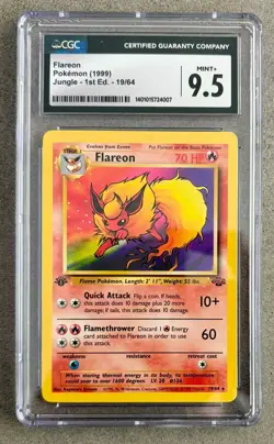 CGC 9.5 MINT Flareon 1999 Jungle Pokemon 1st Edition 19/64 Rare Low Pop Clean - Image 1