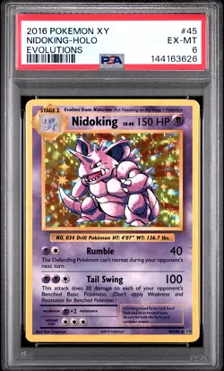 2016 POKEMON XY EVOLUTIONS #45 NIDOKING-HOLO PSA 6 - Image 1