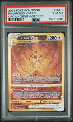 2023 Pokemon SWSH Crown Zenith Secret #GG70 FA Arceus VStar 10 GEM MINT - Image 1