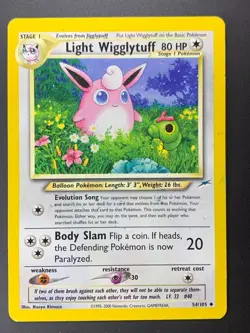 Light Wigglytuff 54/105 Uncommon Neo Destiny Unlimited Pokemon 2000 Non Holo - Image 1