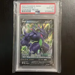 POKEMON SWORD & SHEILD DARKNESS ABLAZE GRIMMSNARL V -114/189- PSA 10 GEM MINT - Image 1