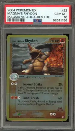 2004 POKEMON EX TEAM MAGMA VS AQUA #22/95 Rhydon Reverse Holo Pop 3 - Image 1